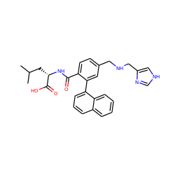 CC(C)C[C@H](NC(=O)c1ccc(CNCc2c[nH]cn2)cc1-c1cccc2ccccc12)C(=O)O ZINC000004806251