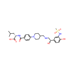 CC(C)C[C@H](NC(=O)c1ccc(N2CCC(CNC[C@H](O)c3ccc(O)c(NS(C)(=O)=O)c3)CC2)cc1)C(=O)O ZINC000025419160