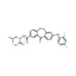 CC(C)C[C@H](NC(=O)c1ccc2c(c1)C(=O)c1ccc(Nc3ccc(F)cc3F)cc1CC2)C(=O)O ZINC000095593198