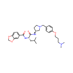 CC(C)C[C@H](NC(=O)c1ccc2c(c1)OCO2)C(=O)N[C@H]1CCN(Cc2ccc(OCCCN(C)C)cc2)C1 ZINC000028476874