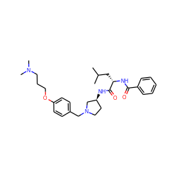 CC(C)C[C@H](NC(=O)c1ccccc1)C(=O)N[C@H]1CCN(Cc2ccc(OCCCN(C)C)cc2)C1 ZINC000028471339