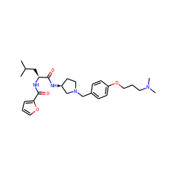 CC(C)C[C@H](NC(=O)c1ccco1)C(=O)N[C@H]1CCN(Cc2ccc(OCCCN(C)C)cc2)C1 ZINC000028475025