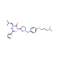 CC(C)C[C@H](NC(=O)c1cccs1)C(=O)N[C@H]1CCN(Cc2ccc(OCCCN(C)C)cc2)C1 ZINC000028472680