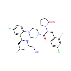 CC(C)C[C@H](NCCN)c1cc(F)ccc1N1CCN(C(=O)[C@@H](Cc2ccc(Cl)cc2Cl)N2CCCC2=O)CC1 ZINC000028823898