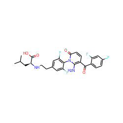 CC(C)C[C@H](NCCc1cc(F)c(-n2c(N)c(C(=O)c3ccc(F)cc3F)ccc2=O)c(F)c1)C(=O)O ZINC000139275900