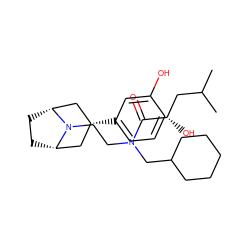 CC(C)C[C@H](O)C(=O)N(CCN1[C@H]2CC[C@@H]1C[C@H](c1cccc(O)c1)C2)CC1CCCCC1 ZINC000167930530