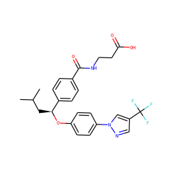 CC(C)C[C@H](Oc1ccc(-n2cc(C(F)(F)F)cn2)cc1)c1ccc(C(=O)NCCC(=O)O)cc1 ZINC000096269715