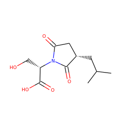 CC(C)C[C@H]1CC(=O)N([C@@H](CO)C(=O)O)C1=O ZINC000169325423