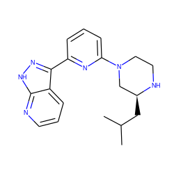 CC(C)C[C@H]1CN(c2cccc(-c3n[nH]c4ncccc34)n2)CCN1 ZINC000095581521