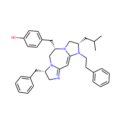 CC(C)C[C@H]1CN2C(=CC3=NC[C@H](Cc4ccccc4)N3C[C@@H]2Cc2ccc(O)cc2)N1CCc1ccccc1 ZINC000473109221