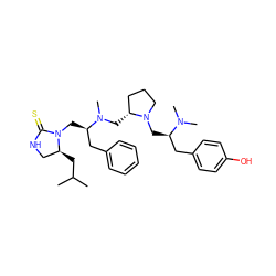 CC(C)C[C@H]1CNC(=S)N1C[C@H](Cc1ccccc1)N(C)C[C@@H]1CCCN1C[C@H](Cc1ccc(O)cc1)N(C)C ZINC000299830322