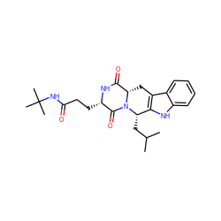 CC(C)C[C@H]1c2[nH]c3ccccc3c2C[C@H]2C(=O)N[C@@H](CCC(=O)NC(C)(C)C)C(=O)N21 ZINC000653808332