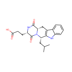 CC(C)C[C@H]1c2[nH]c3ccccc3c2C[C@H]2C(=O)N[C@@H](CCC(=O)O)C(=O)N21 ZINC000653808473