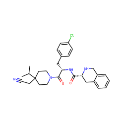 CC(C)C1(CC#N)CCN(C(=O)[C@H](Cc2ccc(Cl)cc2)NC(=O)[C@H]2Cc3ccccc3CN2)CC1 ZINC000028949815