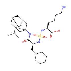 CC(C)C12C[C@H]3C[C@@H](CC(NC(=O)[C@H](CC4CCCCC4)NS(=O)(=O)N[C@@H](CCCCN)C(=O)O)(C3)C1)C2 ZINC000201000646