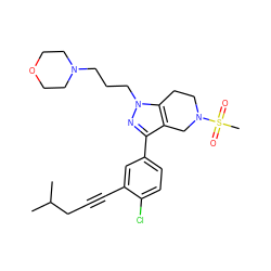 CC(C)CC#Cc1cc(-c2nn(CCCN3CCOCC3)c3c2CN(S(C)(=O)=O)CC3)ccc1Cl ZINC000045291236