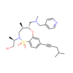 CC(C)CC#Cc1ccc2c(c1)O[C@@H](CN(C)Cc1ccncc1)[C@H](C)CN([C@H](C)CO)S2(=O)=O ZINC000095599961