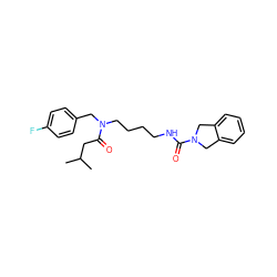 CC(C)CC(=O)N(CCCCNC(=O)N1Cc2ccccc2C1)Cc1ccc(F)cc1 ZINC000166146207