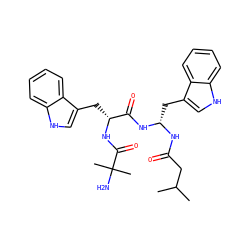 CC(C)CC(=O)N[C@@H](Cc1c[nH]c2ccccc12)NC(=O)[C@@H](Cc1c[nH]c2ccccc12)NC(=O)C(C)(C)N ZINC000028222608