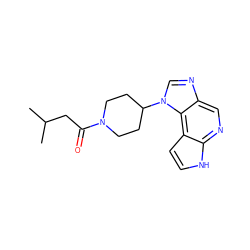 CC(C)CC(=O)N1CCC(n2cnc3cnc4[nH]ccc4c32)CC1 ZINC000095577234