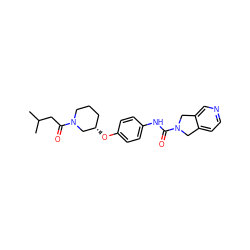 CC(C)CC(=O)N1CCC[C@H](Oc2ccc(NC(=O)N3Cc4ccncc4C3)cc2)C1 ZINC000166535791