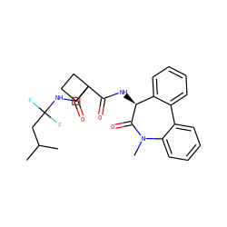 CC(C)CC(F)(F)NC(=O)C1(C(=O)N[C@@H]2C(=O)N(C)c3ccccc3-c3ccccc32)CCC1 ZINC000028822961