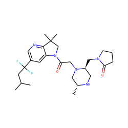 CC(C)CC(F)(F)c1cnc2c(c1)N(C(=O)CN1C[C@@H](C)NC[C@@H]1CN1CCCC1=O)CC2(C)C ZINC000219023828