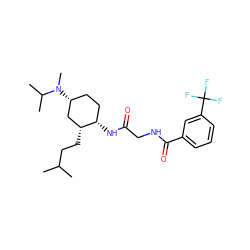 CC(C)CC[C@@H]1C[C@H](N(C)C(C)C)CC[C@@H]1NC(=O)CNC(=O)c1cccc(C(F)(F)F)c1 ZINC000165426028