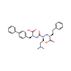 CC(C)CC[C@H](N[C@@H](CCc1ccccc1)C(=O)O)C(=O)N[C@@H](Cc1ccc(-c2ccccc2)cc1)C(=O)O ZINC000071333899