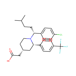 CC(C)CC[C@H](c1ccc(Cl)cc1)N1CC[C@@H](CC(=O)O)C[C@H]1c1ccc(C(F)(F)F)cc1 ZINC000095554495