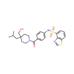 CC(C)CC1(CO)CCN(C(=O)c2ccc(NS(=O)(=O)c3cccc4scnc34)cc2)CC1 ZINC000217635164