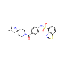 CC(C)CC1(N)CCN(C(=O)c2ccc(NS(=O)(=O)c3cccc4scnc34)cc2)CC1 ZINC000221286846