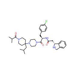 CC(C)CC1(N2CCN(C(=O)[C@@H](Cc3ccc(Cl)cc3)NC(=O)C[C@H]3NCc4ccccc43)CC2)CCN(C(=O)C(C)C)CC1 ZINC000095541573