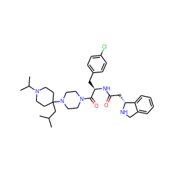 CC(C)CC1(N2CCN(C(=O)[C@@H](Cc3ccc(Cl)cc3)NC(=O)C[C@H]3NCc4ccccc43)CC2)CCN(C(C)C)CC1 ZINC000036285263