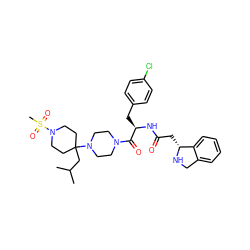 CC(C)CC1(N2CCN(C(=O)[C@@H](Cc3ccc(Cl)cc3)NC(=O)C[C@H]3NCc4ccccc43)CC2)CCN(S(C)(=O)=O)CC1 ZINC000084632213