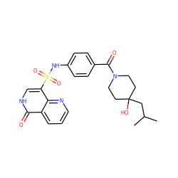 CC(C)CC1(O)CCN(C(=O)c2ccc(NS(=O)(=O)c3c[nH]c(=O)c4cccnc34)cc2)CC1 ZINC000221282643