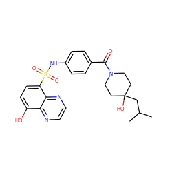 CC(C)CC1(O)CCN(C(=O)c2ccc(NS(=O)(=O)c3ccc(O)c4nccnc34)cc2)CC1 ZINC000653761922