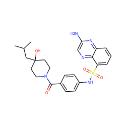 CC(C)CC1(O)CCN(C(=O)c2ccc(NS(=O)(=O)c3cccc4nc(N)cnc34)cc2)CC1 ZINC000217736881