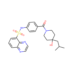 CC(C)CC1(O)CCN(C(=O)c2ccc(NS(=O)(=O)c3cccc4nccnc34)cc2)CC1 ZINC000220483101