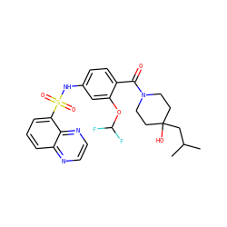 CC(C)CC1(O)CCN(C(=O)c2ccc(NS(=O)(=O)c3cccc4nccnc34)cc2OC(F)F)CC1 ZINC000217635376