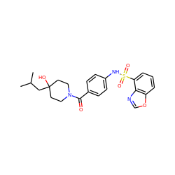 CC(C)CC1(O)CCN(C(=O)c2ccc(NS(=O)(=O)c3cccc4ocnc34)cc2)CC1 ZINC000217635702