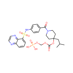 CC(C)CC1(OC(=O)OCOP(=O)(O)O)CCN(C(=O)c2ccc(NS(=O)(=O)c3cccc4nccnc34)cc2)CC1 ZINC000221281453