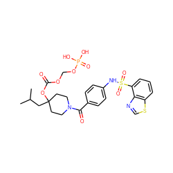 CC(C)CC1(OC(=O)OCOP(=O)(O)O)CCN(C(=O)c2ccc(NS(=O)(=O)c3cccc4scnc34)cc2)CC1 ZINC000221299264