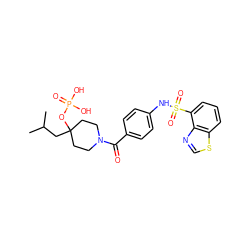 CC(C)CC1(OP(=O)(O)O)CCN(C(=O)c2ccc(NS(=O)(=O)c3cccc4scnc34)cc2)CC1 ZINC000221282241