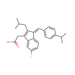 CC(C)CC1=C(CC(=O)O)c2cc(F)ccc2/C1=C\c1ccc(C(C)C)cc1 ZINC000095590449