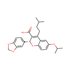 CC(C)CCC1=C(C(=O)O)[C@@H](c2ccc3c(c2)OCO3)Oc2ccc(OC(C)C)cc21 ZINC000013473463