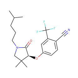 CC(C)CCCN1CC(C)(C)[C@H](Oc2ccc(C#N)c(C(F)(F)F)c2)C1=O ZINC000072119806