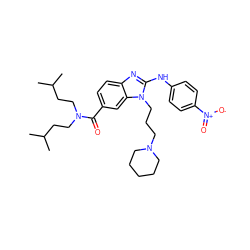 CC(C)CCN(CCC(C)C)C(=O)c1ccc2nc(Nc3ccc([N+](=O)[O-])cc3)n(CCCN3CCCCC3)c2c1 ZINC000028823415