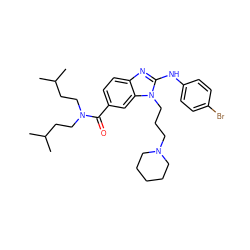 CC(C)CCN(CCC(C)C)C(=O)c1ccc2nc(Nc3ccc(Br)cc3)n(CCCN3CCCCC3)c2c1 ZINC000028823418