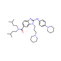 CC(C)CCN(CCC(C)C)C(=O)c1ccc2nc(Nc3ccc(N4CCCCC4)cc3)n(CCCN3CCCCC3)c2c1 ZINC000028823422